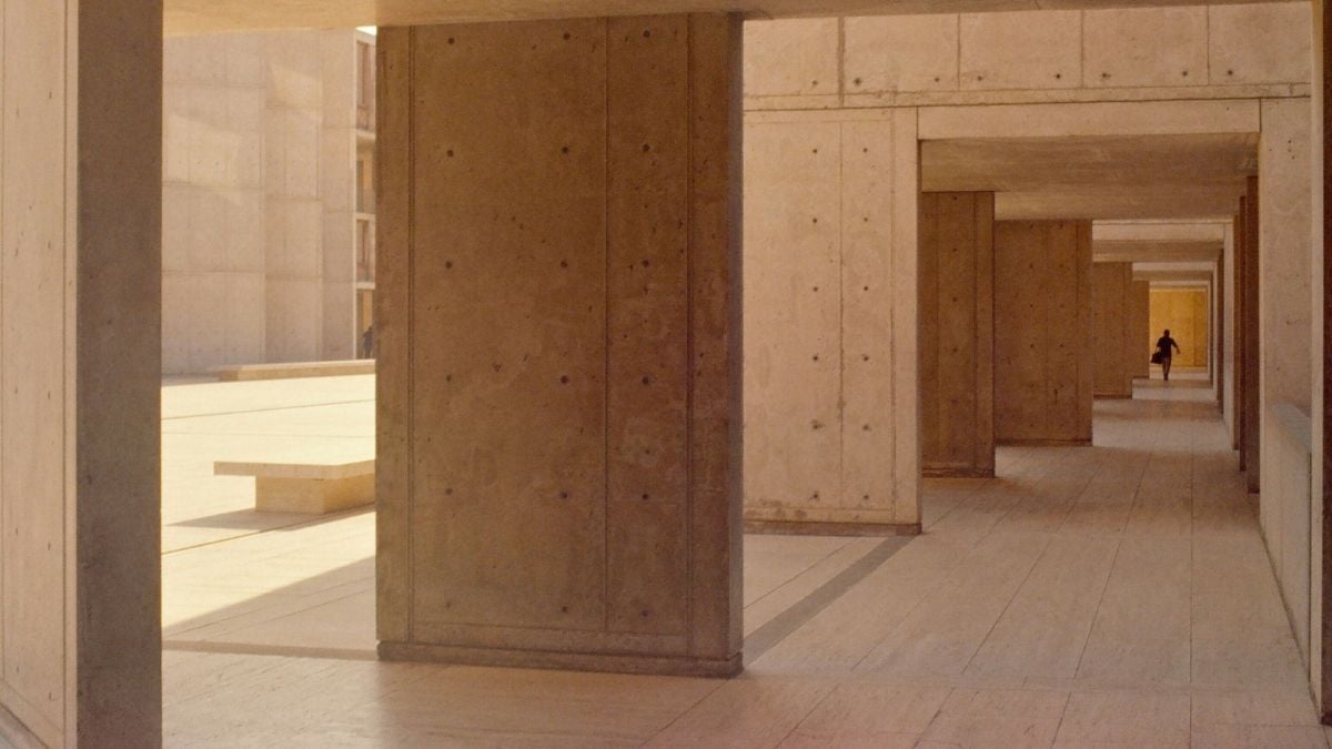 Building exterior with wide timber plank flooring