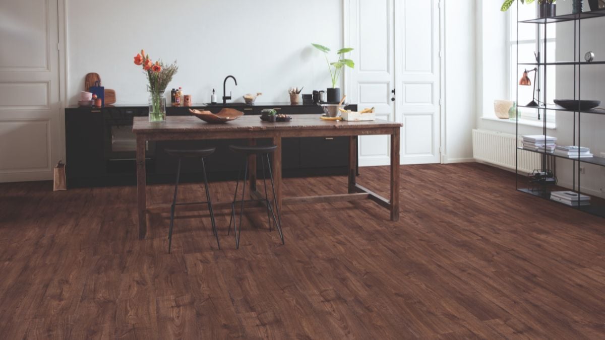 Dark Oak hybrid flooring in dining room