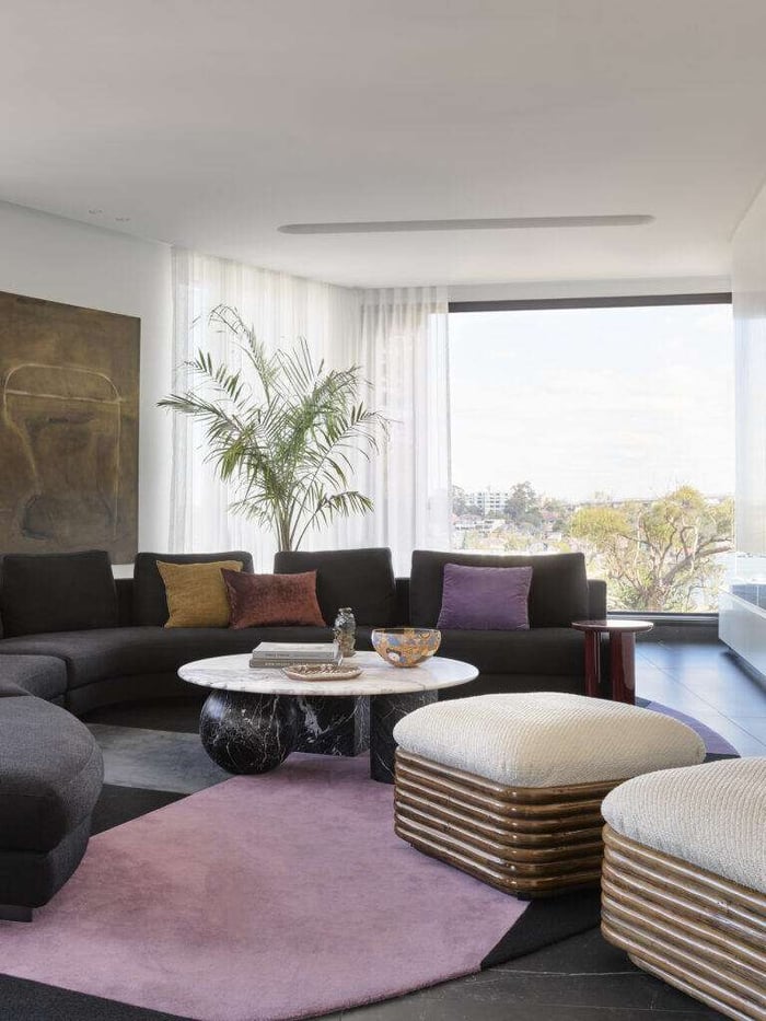 Modern Living Room with Purple Greg Natale