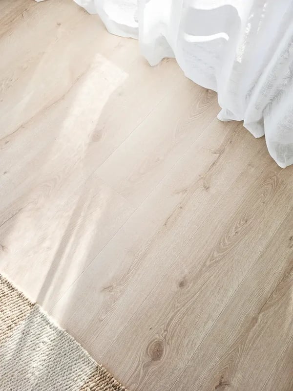 Laminate timber flooring with curtains