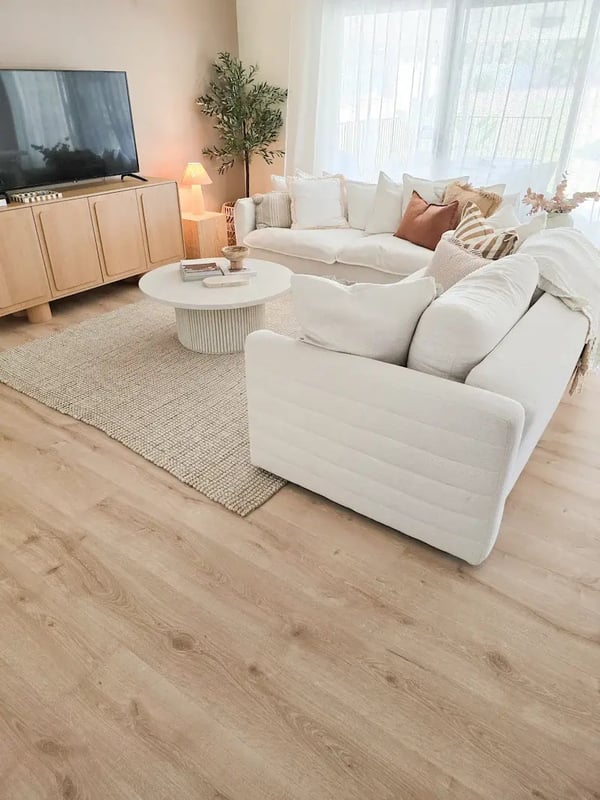 Modern living room interior with laminate flooring