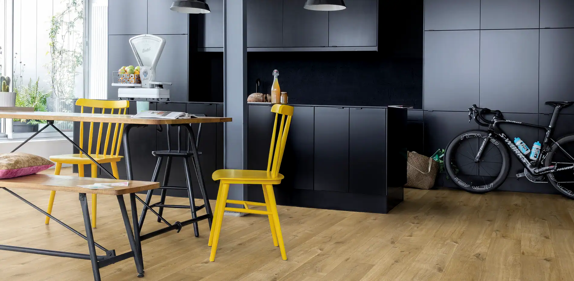 Colour and design matt black kitchen