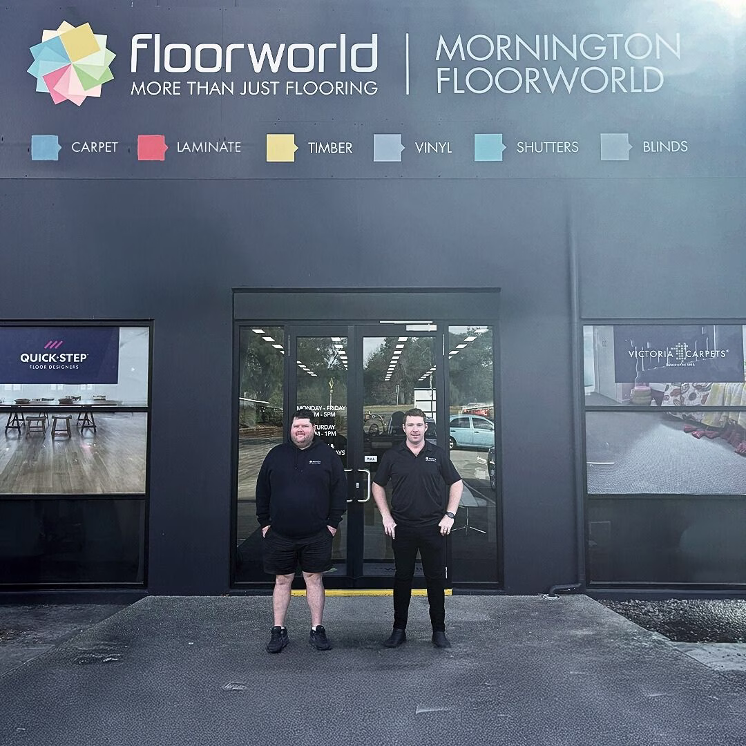 Matt and Ben infront of Mornington Floorworld